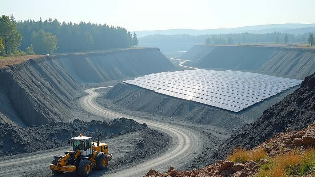 Uhelný důl během rekultivace na sluneční farmu v severních Čechách