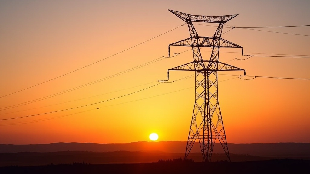 Věž vysokého napětí při západu slunce