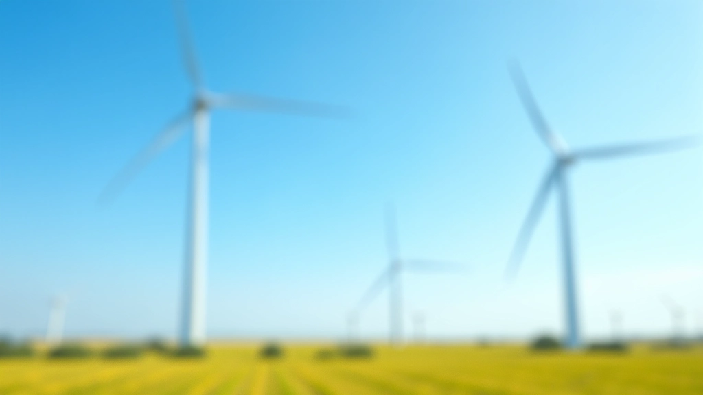 Větrná turbína v polích s slunečním zářením a modrou oblohou