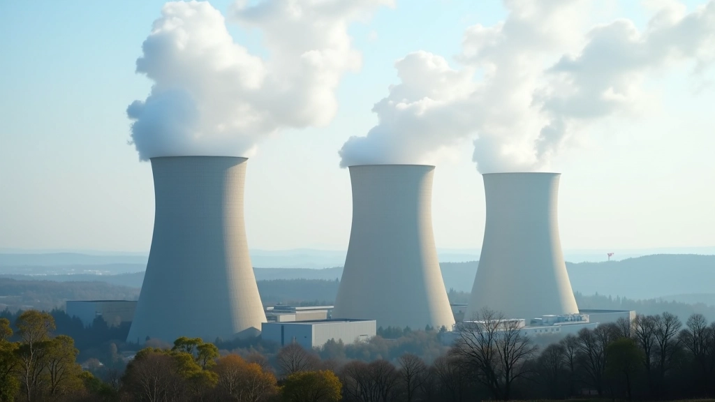 Jaderná elektrárna Dukovany s chladícími věžemi a okolní krajinou