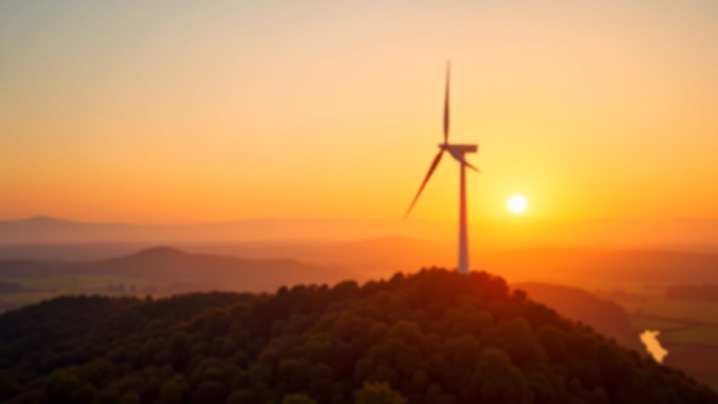 Větrná turbína na kopci během západu slunce